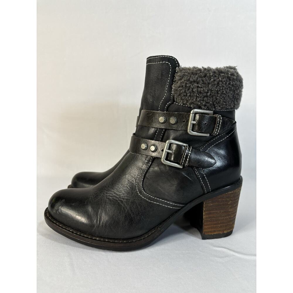 Eric Michael Leather Ankle Boots Moto Biker Cozy Sherpa Lined Portugal EU 39